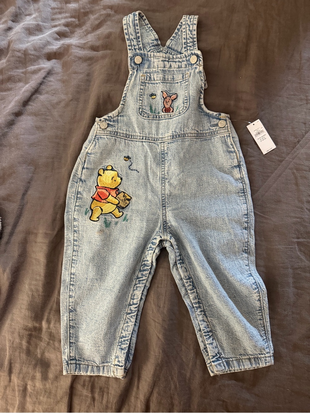 Disney + GAP Winnie the Pooh Light Blue Denim Kids Overalls